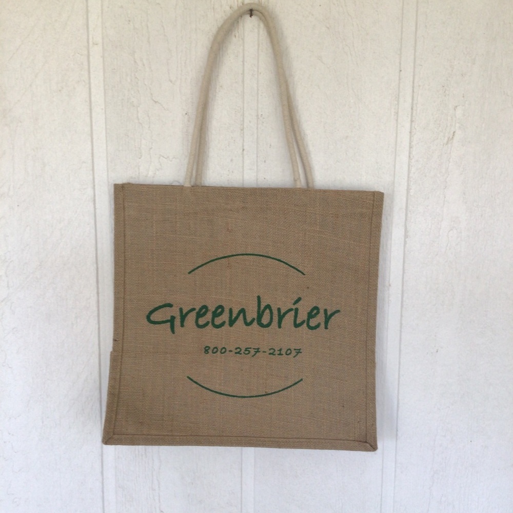 THE GREENBRIER RESORT JUTE COTTON BEACH TOTE NWOT